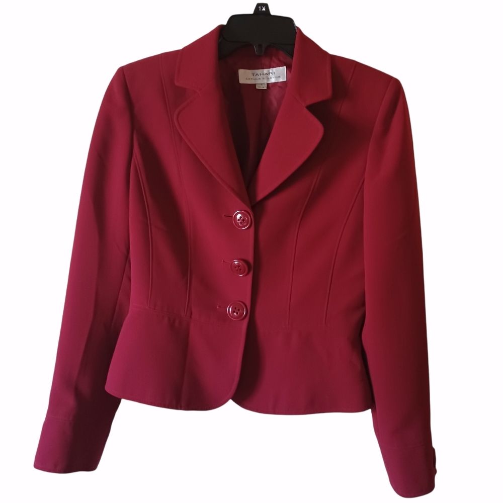 Tahari Arthur B Levine Red Blazer sz 4